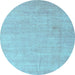 Round Abstract Light Blue Modern Rug, abs4852lblu