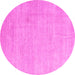 Round Machine Washable Abstract Pink Modern Rug, wshabs4852pnk