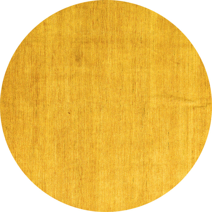 Round Machine Washable Abstract Yellow Modern Rug, wshabs4852yw