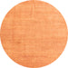 Round Machine Washable Abstract Orange Modern Area Rugs, wshabs4852org