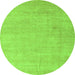 Round Machine Washable Abstract Green Modern Area Rugs, wshabs4852grn