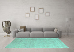 Machine Washable Abstract Turquoise Modern Area Rugs in a Living Room,, wshabs4852turq