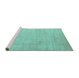 Sideview of Machine Washable Abstract Turquoise Modern Area Rugs, wshabs4852turq
