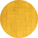 Round Abstract Yellow Modern Rug, abs4852yw