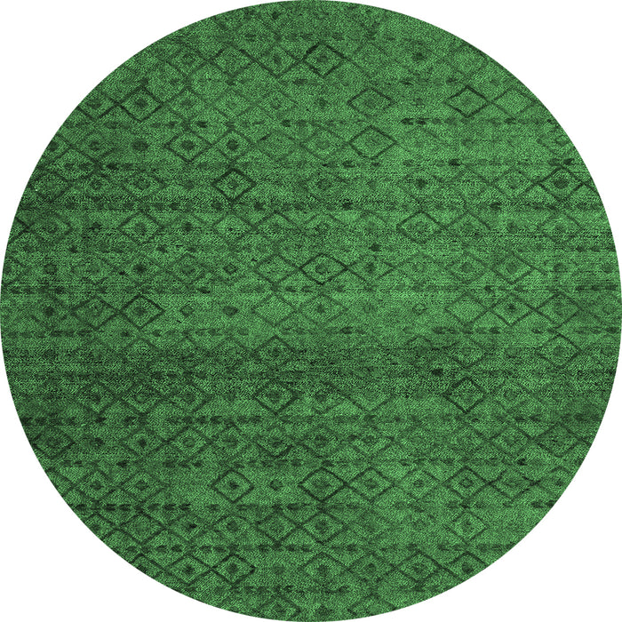 Round Abstract Emerald Green Modern Rug, abs4853emgrn
