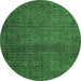 Round Abstract Emerald Green Modern Rug, abs4853emgrn