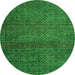 Round Abstract Green Modern Rug, abs4853grn