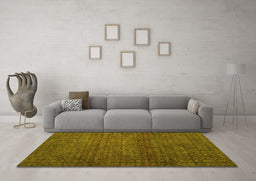 Machine Washable Abstract Yellow Modern Rug in a Living Room, wshabs4853yw