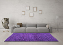 Machine Washable Abstract Purple Modern Area Rugs in a Living Room, wshabs4853pur