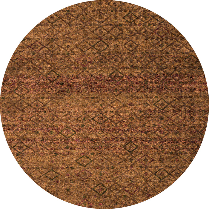 Round Machine Washable Abstract Orange Modern Area Rugs, wshabs4853org