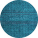 Round Machine Washable Abstract Light Blue Modern Rug, wshabs4853lblu