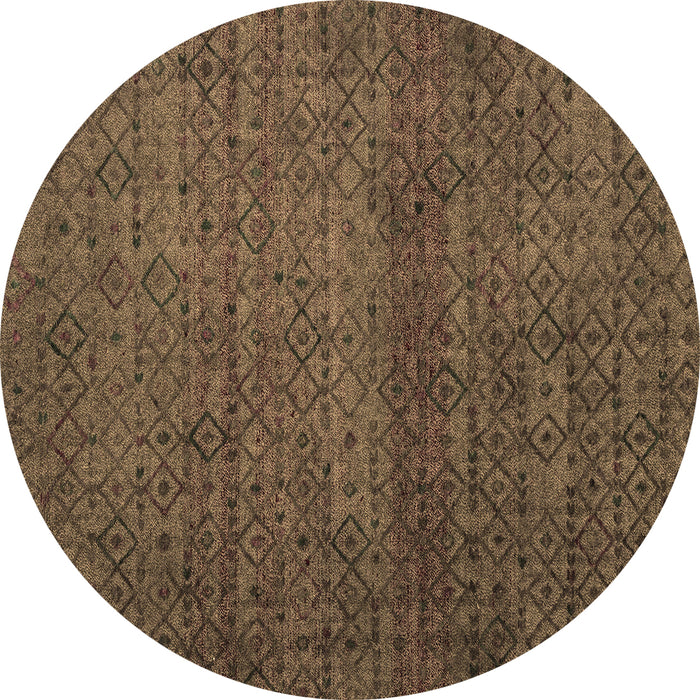 Round Abstract Brown Modern Rug, abs4853brn