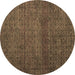 Round Abstract Brown Modern Rug, abs4853brn