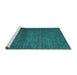 Sideview of Machine Washable Abstract Turquoise Modern Area Rugs, wshabs4853turq