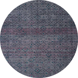 Round Abstract Slate Gray Modern Rug, abs4853