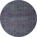 Round Abstract Slate Gray Modern Rug, abs4853