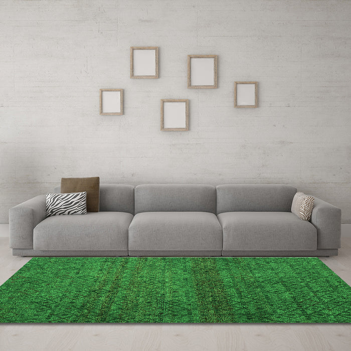 Machine Washable Abstract Green Modern Area Rugs in a Living Room,, wshabs4853grn