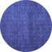 Round Abstract Blue Modern Rug, abs4853blu