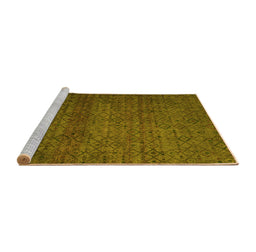 Sideview of Machine Washable Abstract Yellow Modern Rug, wshabs4853yw