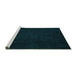 Sideview of Machine Washable Abstract Turquoise Modern Area Rugs, wshabs4854turq