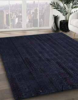 Abstract Blue Modern Rug in Family Room, abs4854