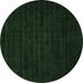 Round Machine Washable Abstract Emerald Green Modern Area Rugs, wshabs4854emgrn