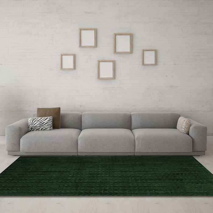 Machine Washable Abstract Emerald Green Modern Area Rugs in a Living Room,, wshabs4854emgrn