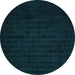 Round Abstract Turquoise Modern Rug, abs4854turq