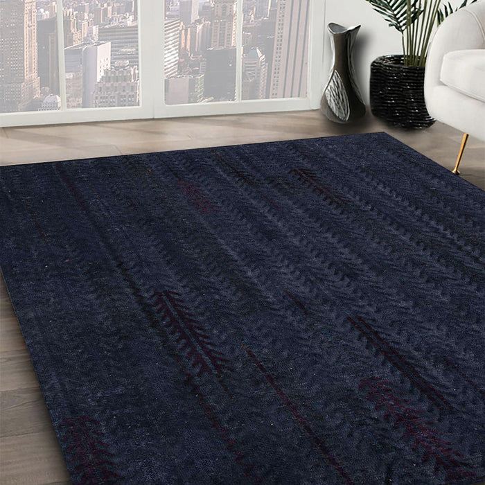 Machine Washable Abstract Night Blue Rug in a Family Room, wshabs4854