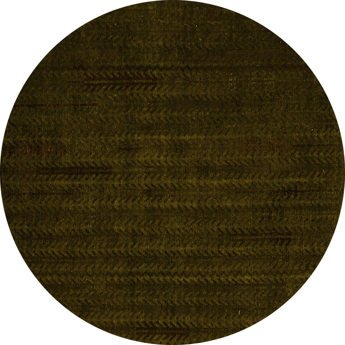 Round Machine Washable Abstract Yellow Modern Rug, wshabs4854yw