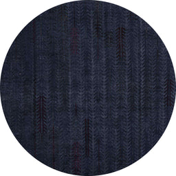Round Machine Washable Abstract Night Blue Rug, wshabs4854
