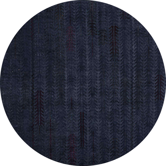 Round Machine Washable Abstract Night Blue Rug, wshabs4854
