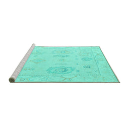 Sideview of Machine Washable Oriental Turquoise Traditional Area Rugs, wshabs4855turq