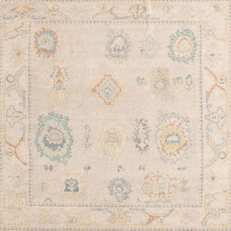 Square Abstract Light Orange Gold Oriental Rug, abs4855