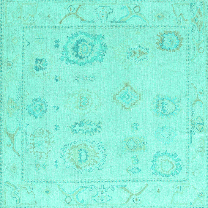 Square Machine Washable Oriental Turquoise Traditional Area Rugs, wshabs4855turq