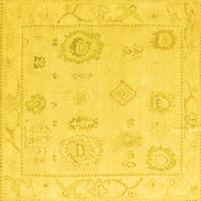 Square Machine Washable Oriental Yellow Traditional Rug, wshabs4855yw