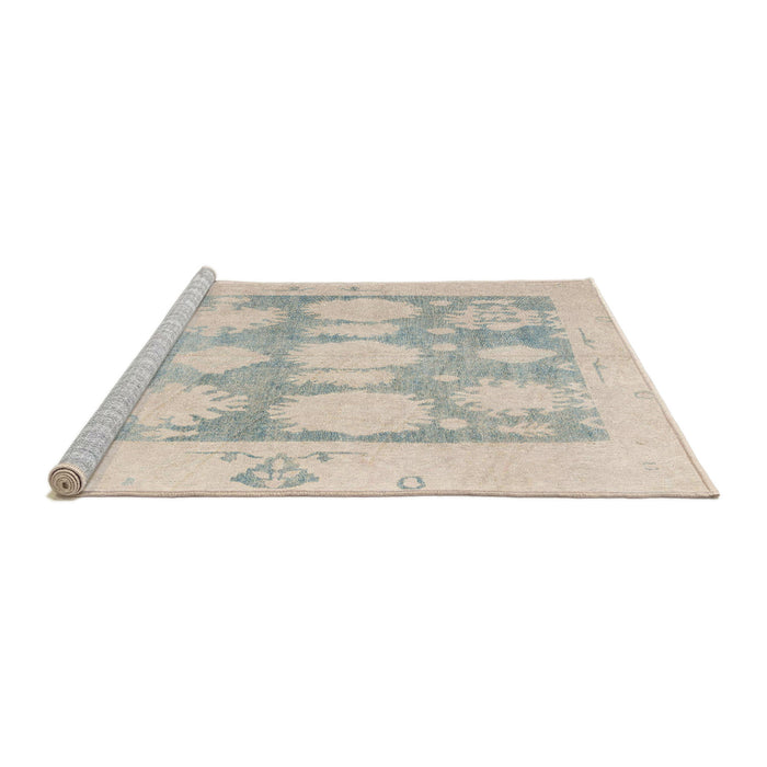 Sideview of Machine Washable Abstract Sage Green Rug, wshabs4856