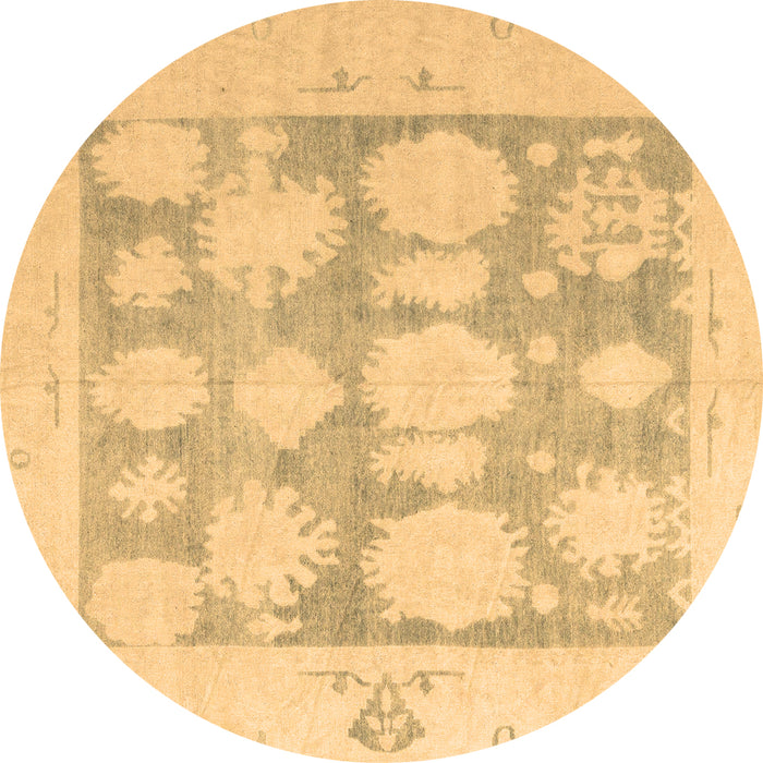 Round Oriental Brown Traditional Rug, abs4856brn