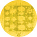 Round Oriental Yellow Traditional Rug, abs4856yw