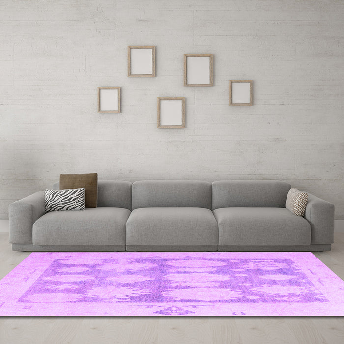 Machine Washable Oriental Purple Traditional Area Rugs in a Living Room, wshabs4856pur