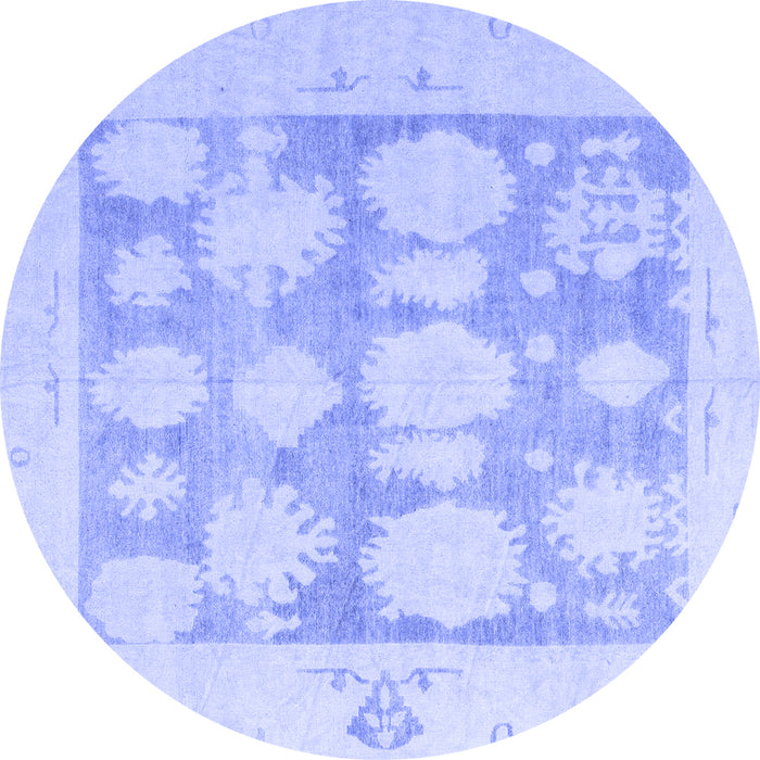 Round Oriental Blue Traditional Rug, abs4856blu