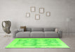 Machine Washable Oriental Green Traditional Area Rugs in a Living Room,, wshabs4856grn