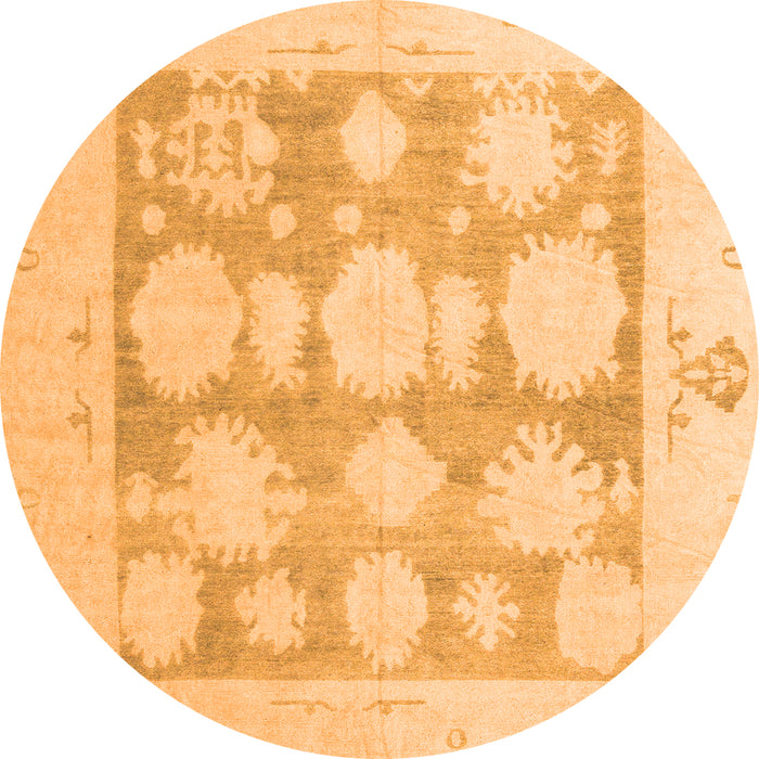 Round Machine Washable Oriental Orange Traditional Area Rugs, wshabs4856org