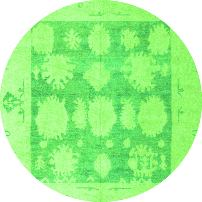Round Oriental Green Traditional Rug, abs4856grn