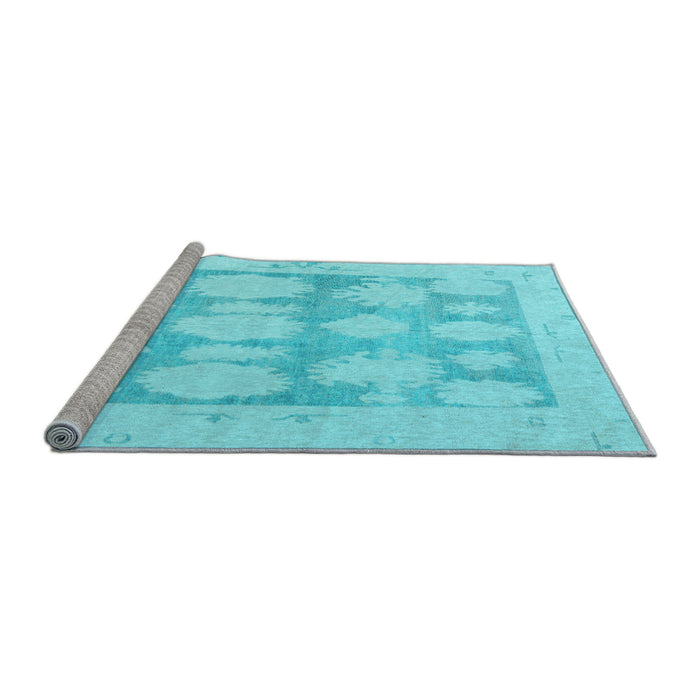 Sideview of Machine Washable Oriental Light Blue Traditional Rug, wshabs4856lblu