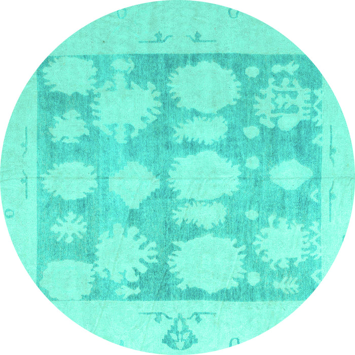 Round Oriental Turquoise Traditional Rug, abs4856turq