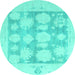 Round Oriental Turquoise Traditional Rug, abs4856turq