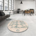 Round Machine Washable Abstract Sage Green Rug in a Office, wshabs4856