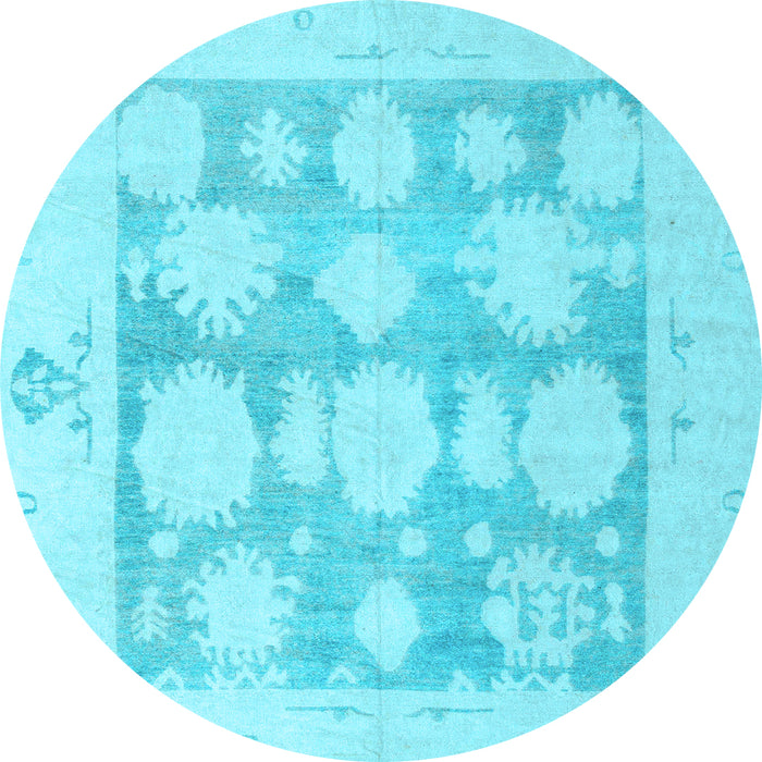 Round Oriental Light Blue Traditional Rug, abs4856lblu
