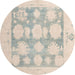 Round Abstract Sage Green Oriental Rug, abs4856